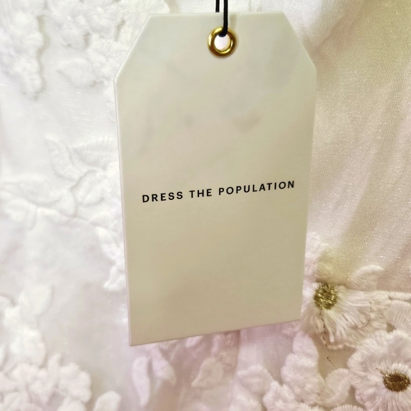 Dress The Population Tara White Gold Embroidered Lace Wedding Dress,Large,NWT - Picture 15 of 16